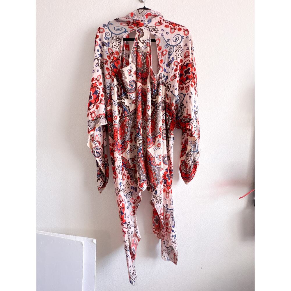 Free People Little Wing Paisley Kimono Boho Duster Open Front Festival - Picture 9 of 9